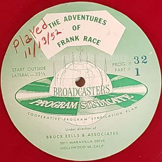 Frank Race radio show transcription